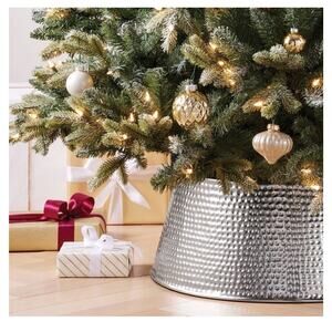 Wondershop Hammered Metal Christmas Tree Collar Silver -for 42”- 54” Tree
